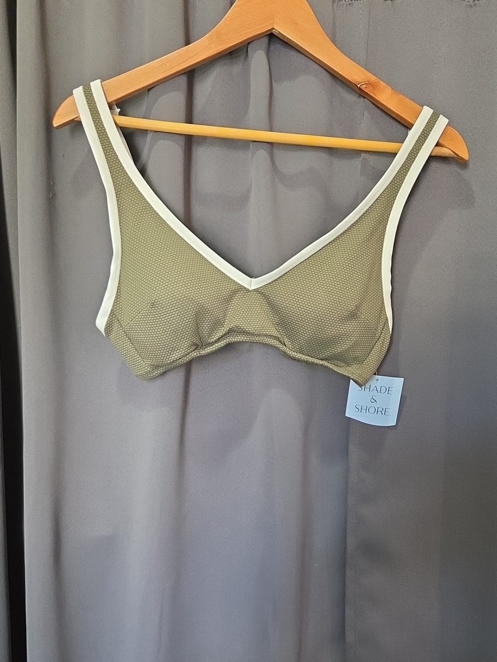 Shade & Shore Olive Bralette Bikini with Cream Trim